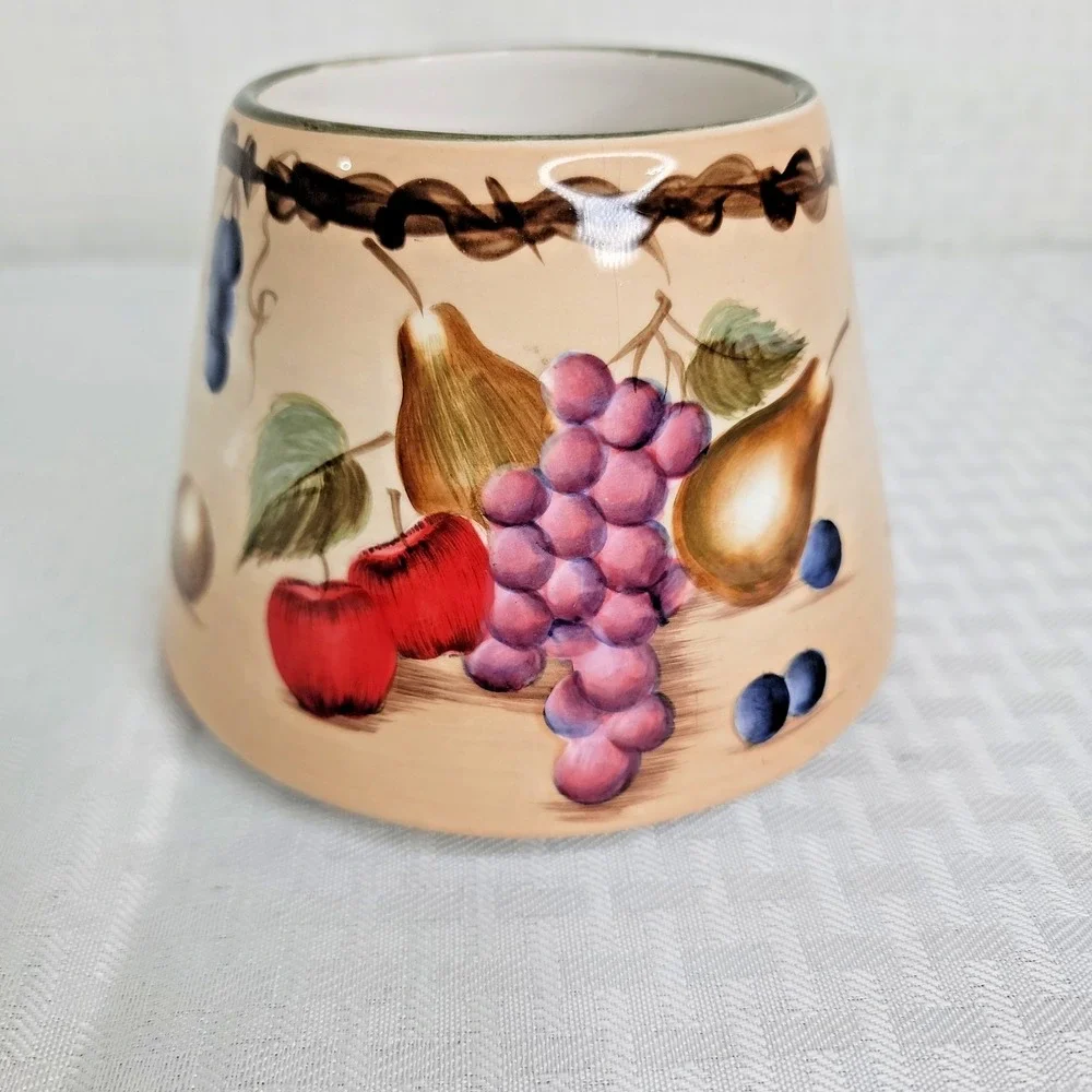 Home Interiors Ceramic Candle Shade Topper Fruit Kitchen Decor Pear Grape Apple
